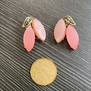 Coro Pink and Gold Leaf Earrings